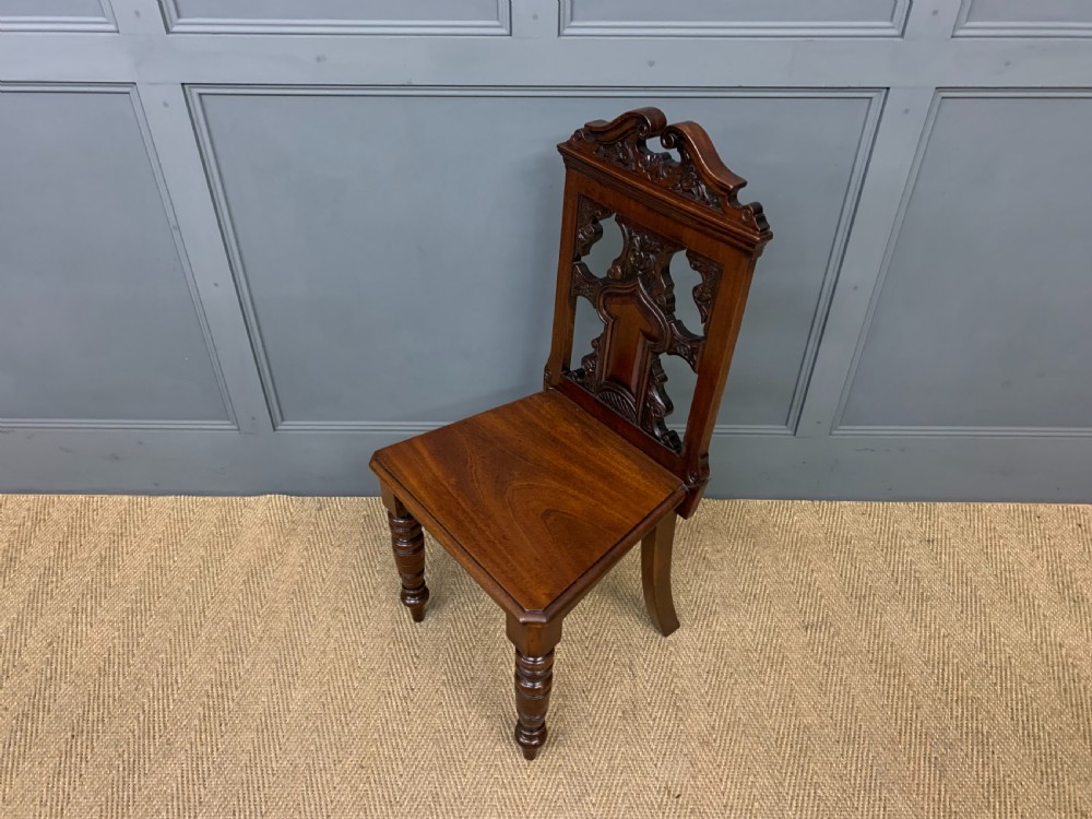Pair of Victorian Walnut Hall Chairs View XIII