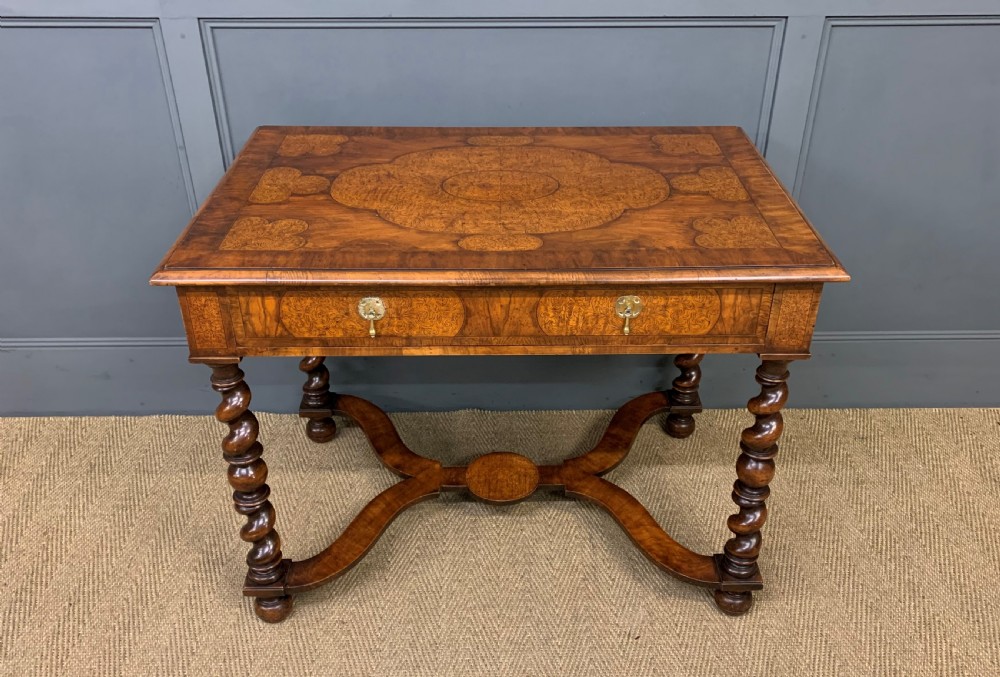 William and Mary Style Burr Walnut Table