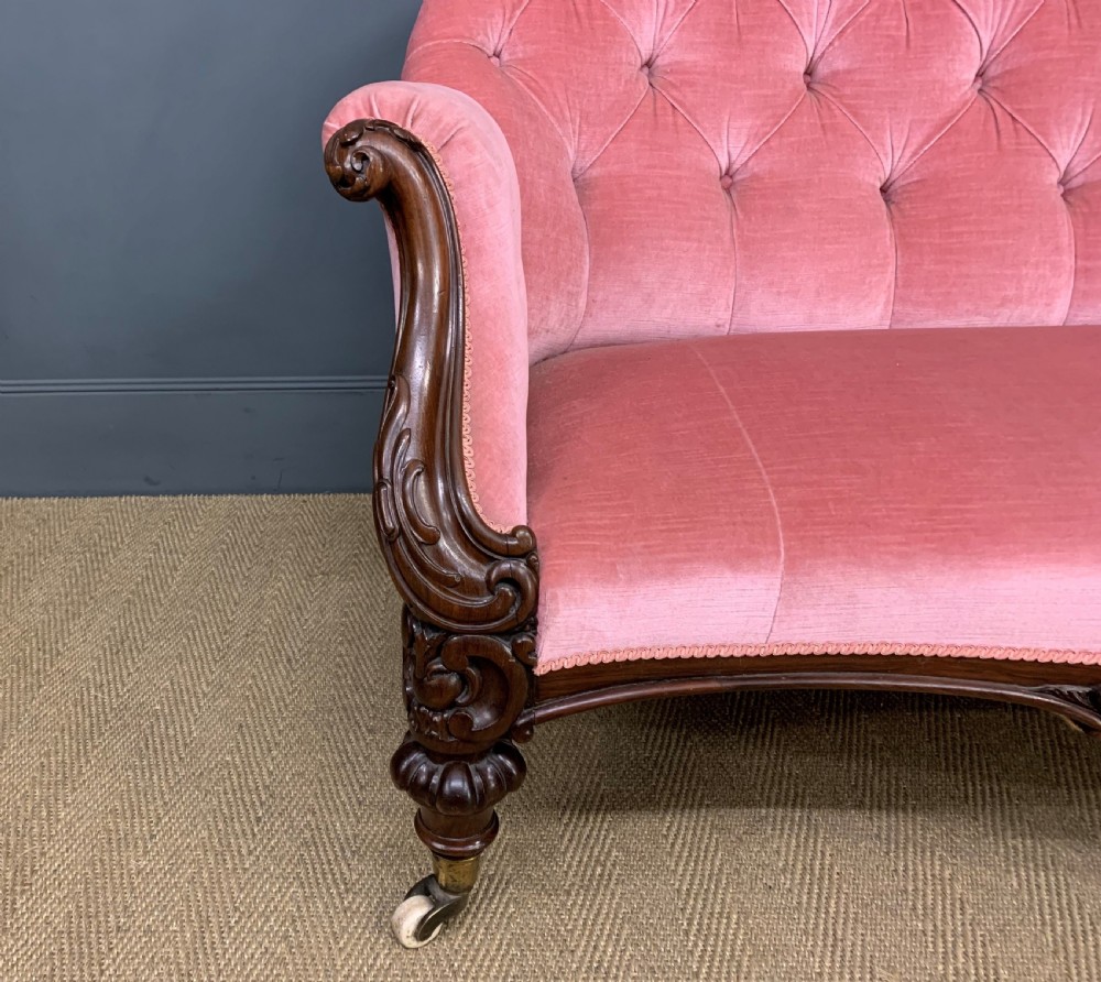 Large Victorian Carved Rosewood Settee View II