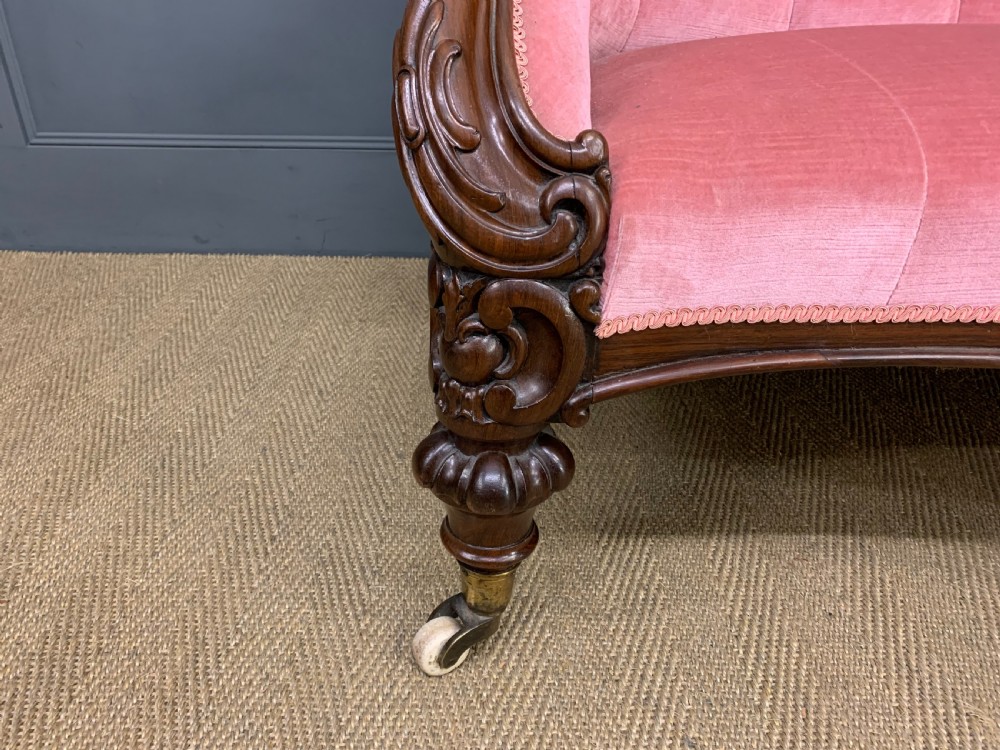 Large Victorian Carved Rosewood Settee View VIII