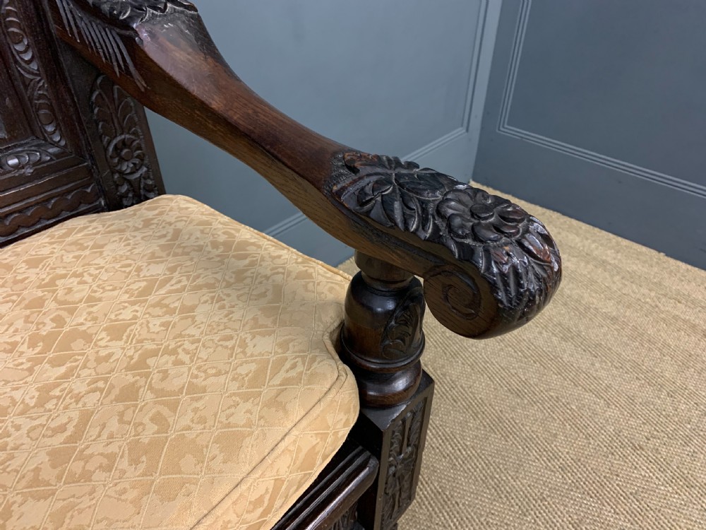 19th Century Carved Oak Bench View IV