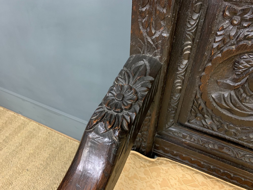 19th Century Carved Oak Bench View X