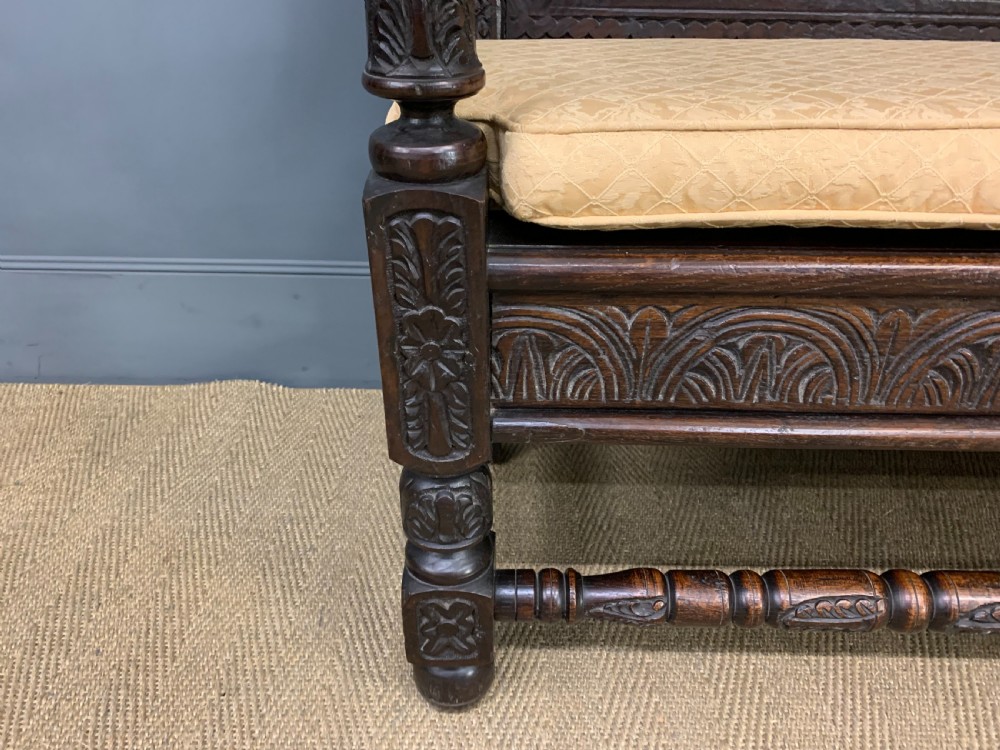19th Century Carved Oak Bench View XII
