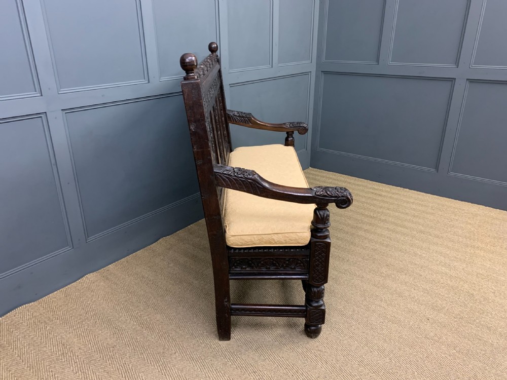 19th Century Carved Oak Bench View XIII