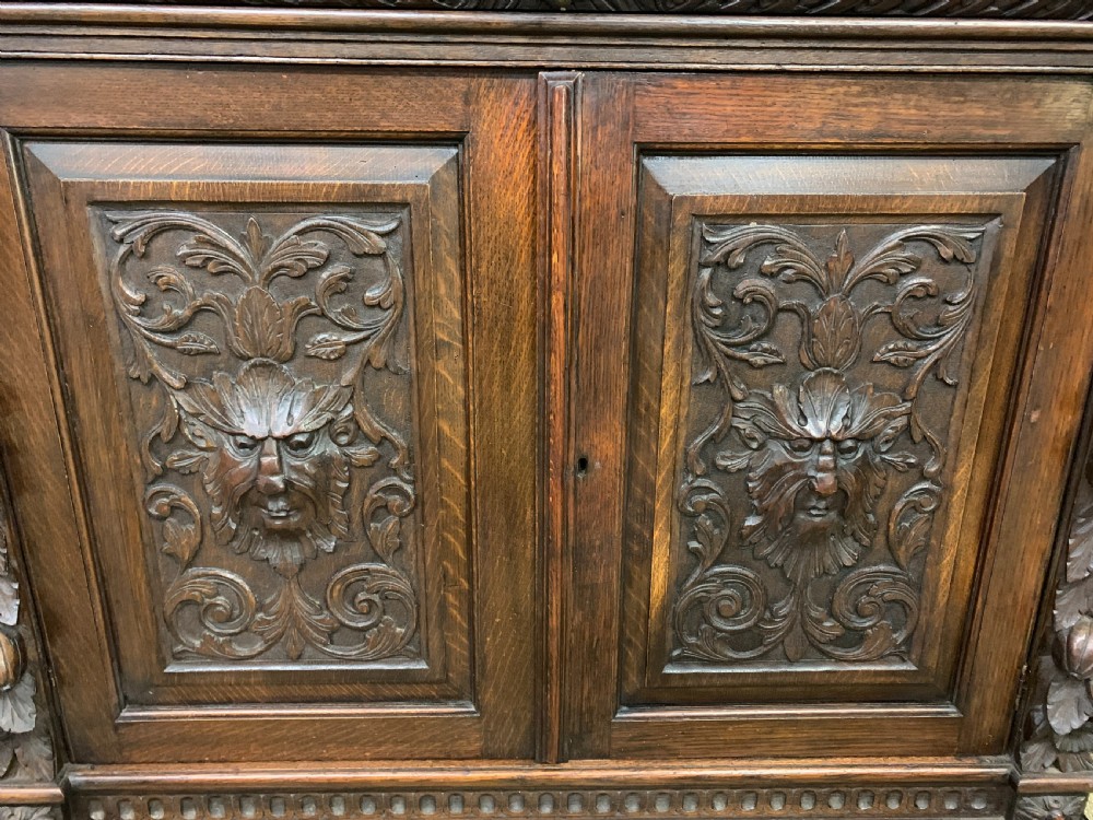 Imposing Carved Oak Bookcase View IV