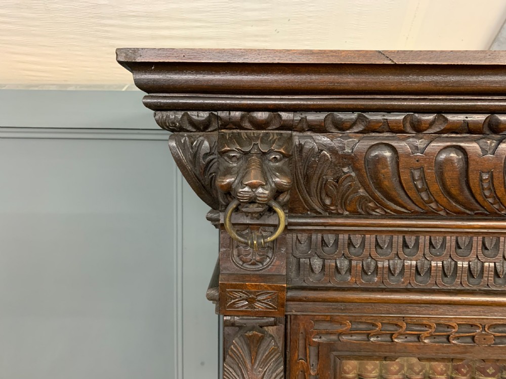 Imposing Carved Oak Bookcase View X
