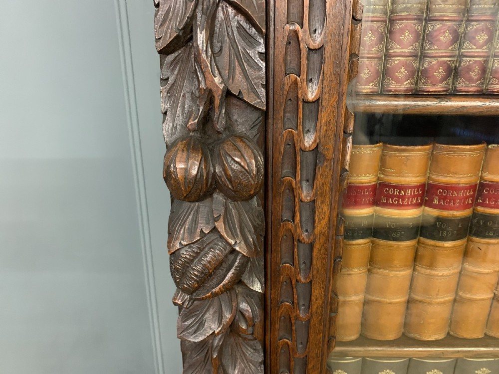 Imposing Carved Oak Bookcase View XI