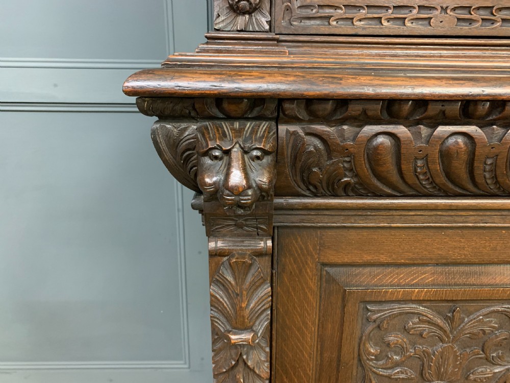 Imposing Carved Oak Bookcase View XII
