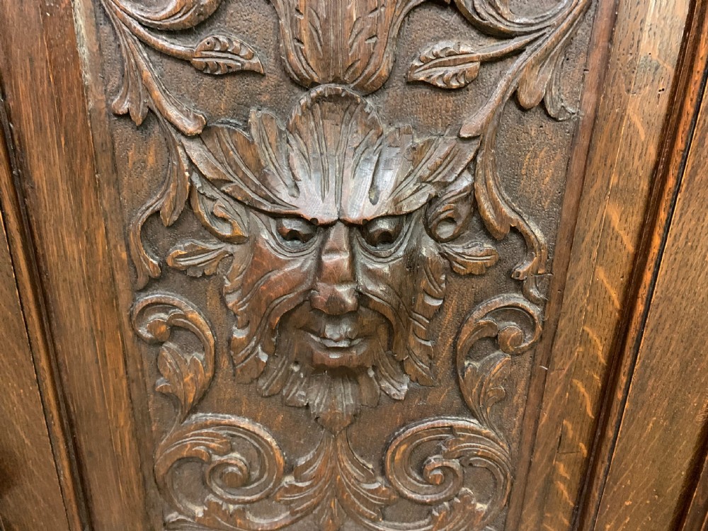 Imposing Carved Oak Bookcase View XIII