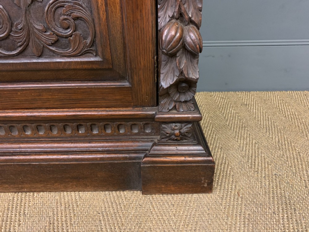Imposing Carved Oak Bookcase View XIV