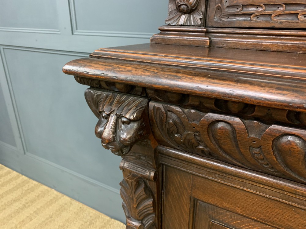 Imposing Carved Oak Bookcase View XV