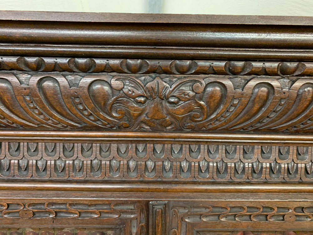 Imposing Carved Oak Bookcase View XVI