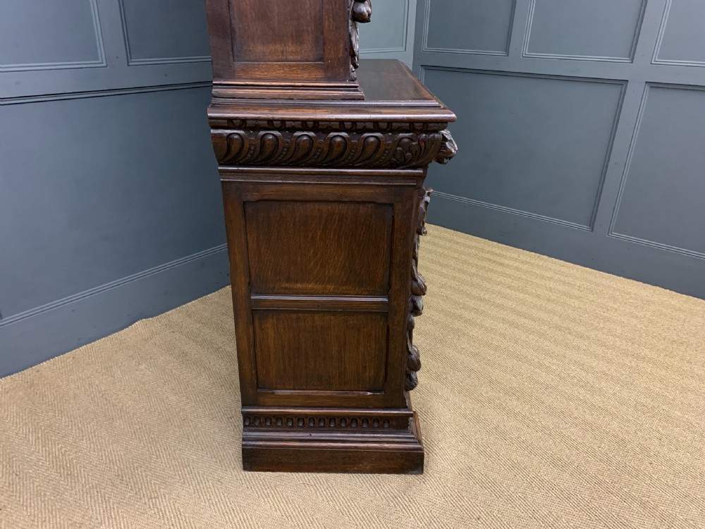 Imposing Carved Oak Bookcase View XVII
