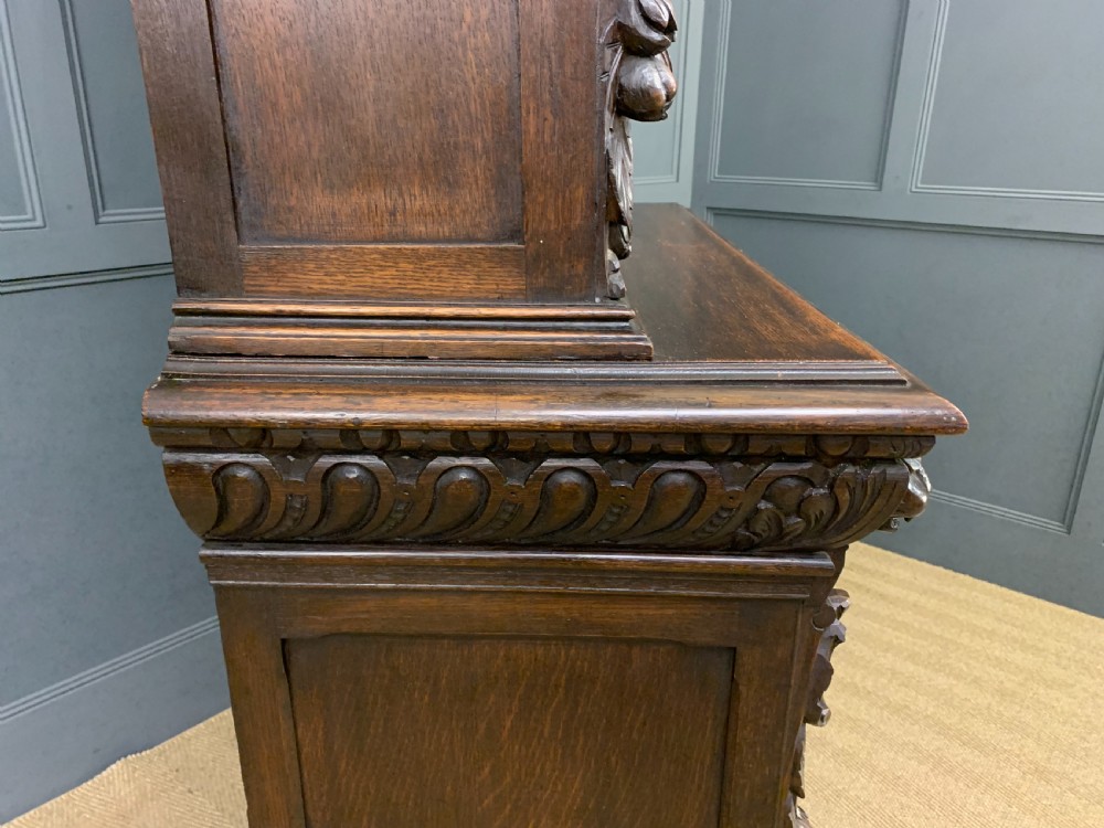 Imposing Carved Oak Bookcase View XVIII
