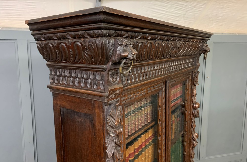 Imposing Carved Oak Bookcase View XX