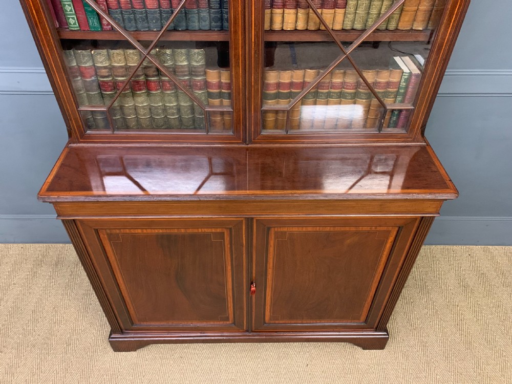 Edwardian Inlaid Mahogany Bookcase View III