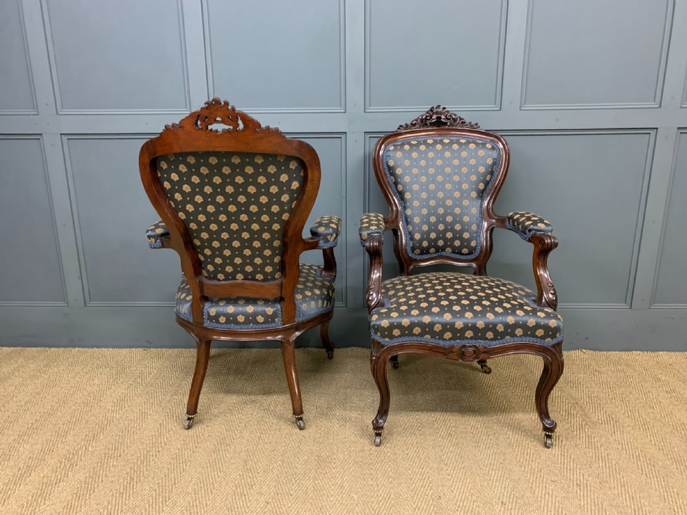 Pair of 19th Century French Rosewood Armchairs View IV
