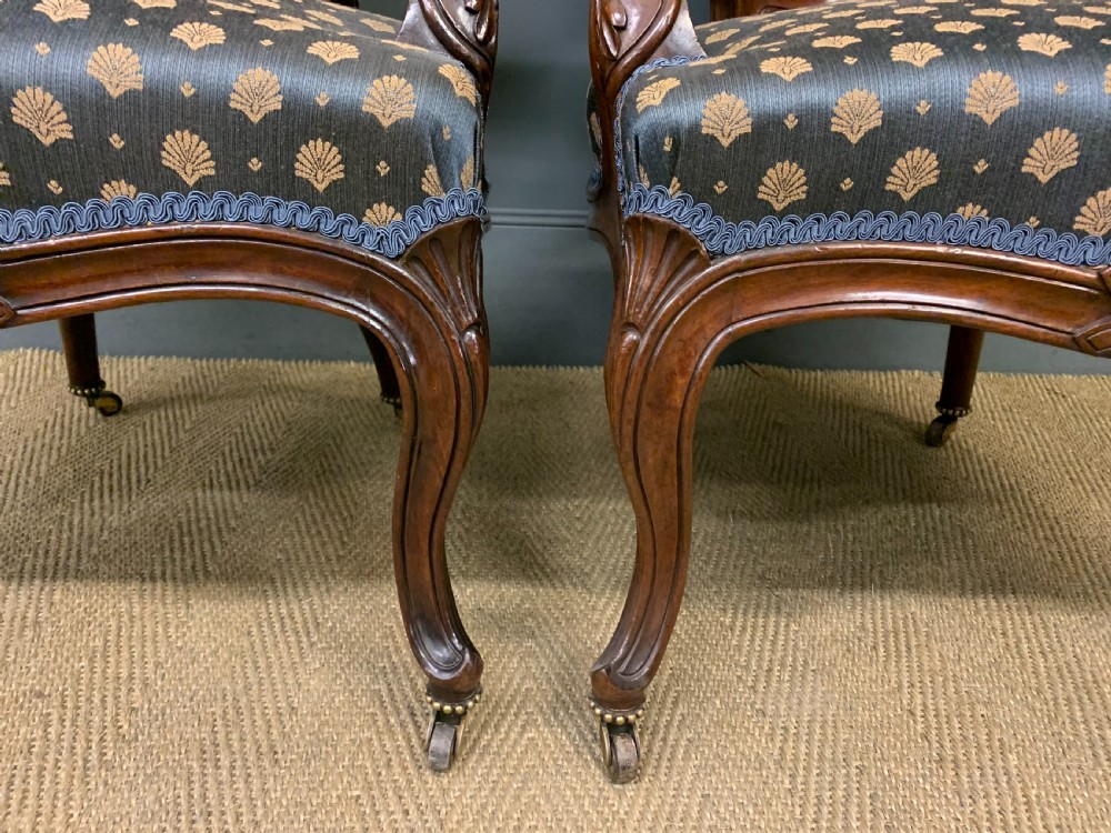 Pair of 19th Century French Rosewood Armchairs View V