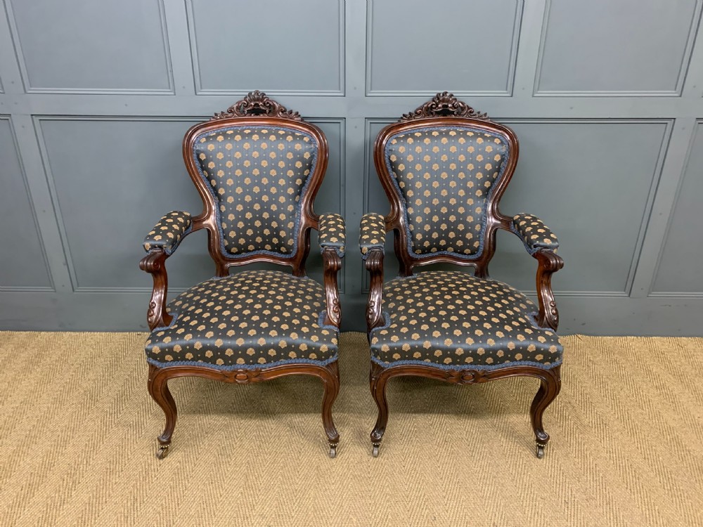 Pair of 19th Century French Rosewood Armchairs View VI