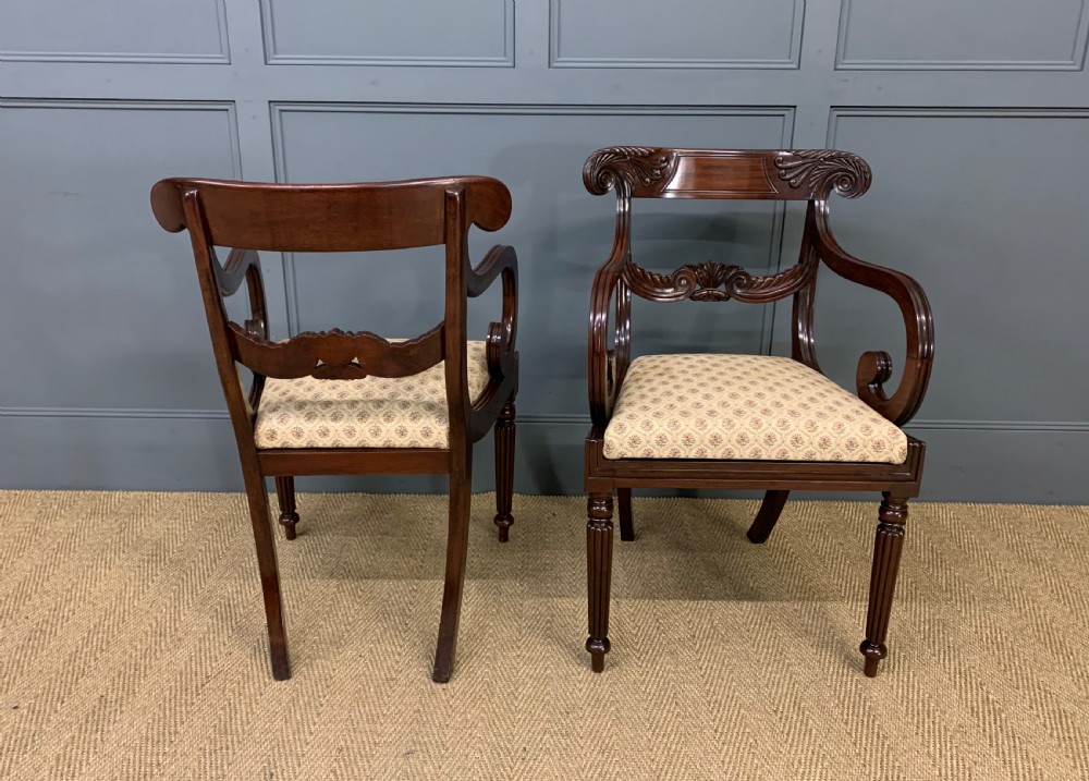 Pair of Regency Mahogany Scroll Armchairs View IV