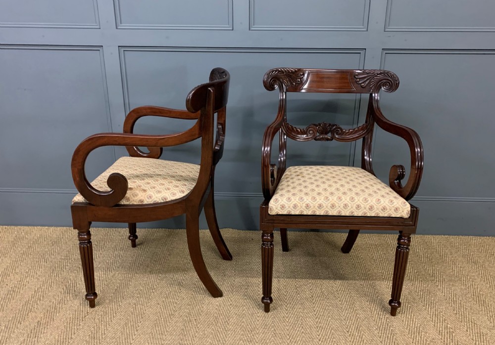 Pair of Regency Mahogany Scroll Armchairs View V