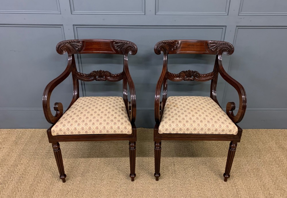 Pair of Regency Mahogany Scroll Armchairs View VI