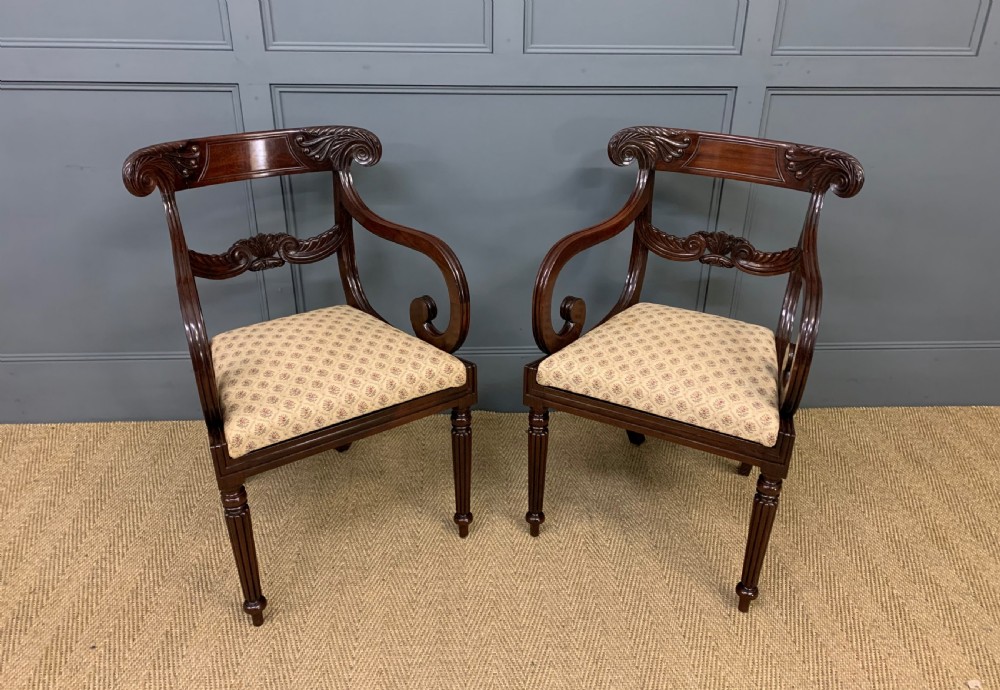 Pair of Regency Mahogany Scroll Armchairs View VII