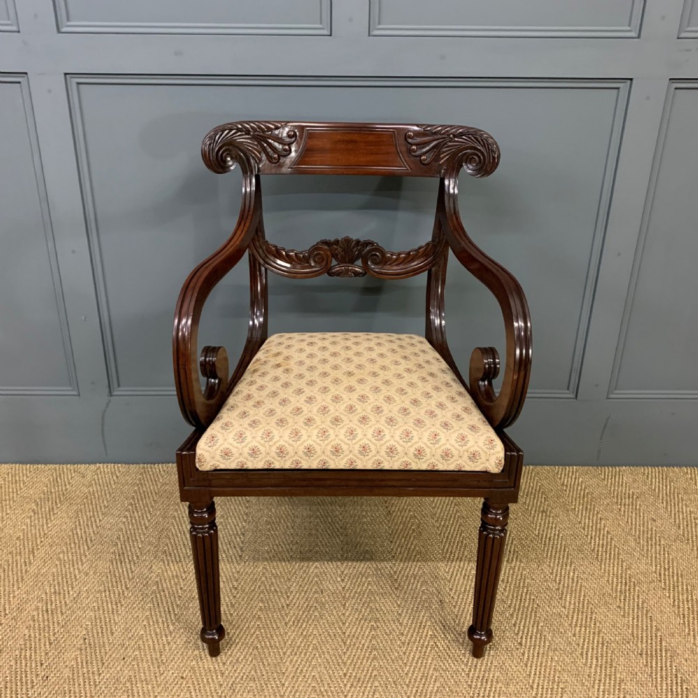 Pair of Regency Mahogany Scroll Armchairs View IX