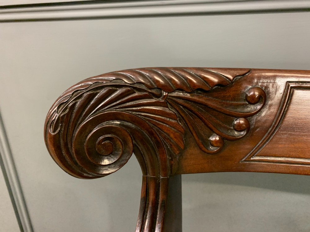 Pair of Regency Mahogany Scroll Armchairs View XI