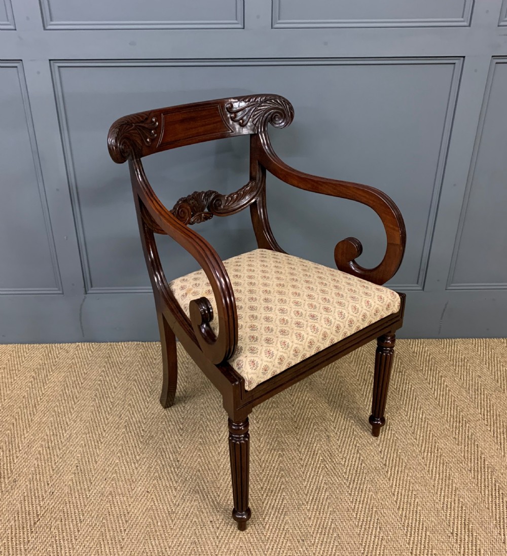 Pair of Regency Mahogany Scroll Armchairs View XIII