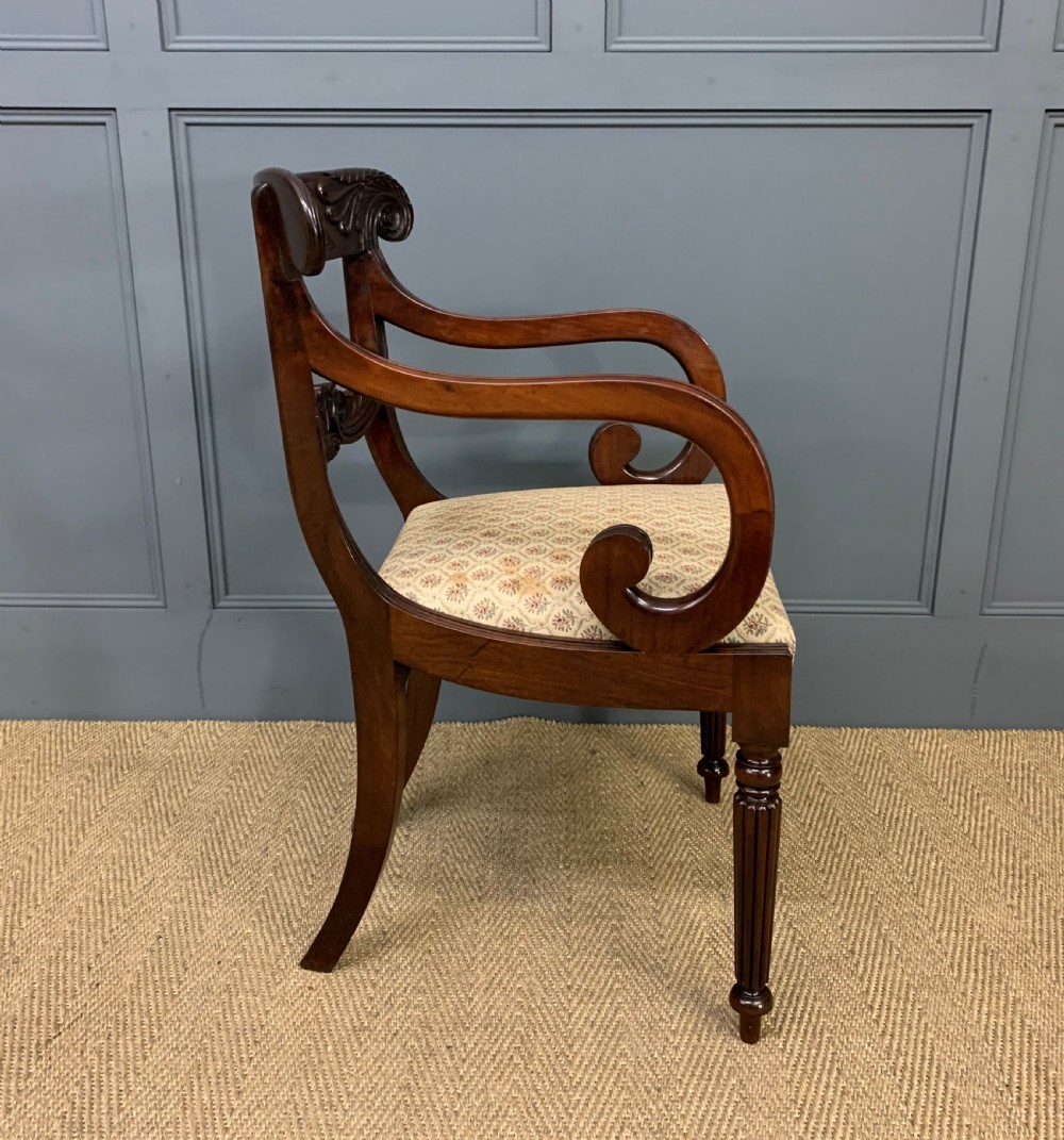 Pair of Regency Mahogany Scroll Armchairs View XV