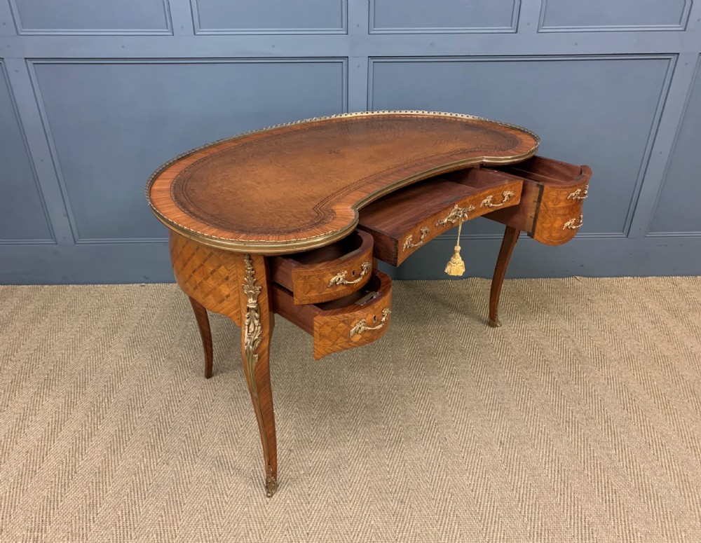 French Kingwood Parquetry Kidney Shaped Desk  View IV