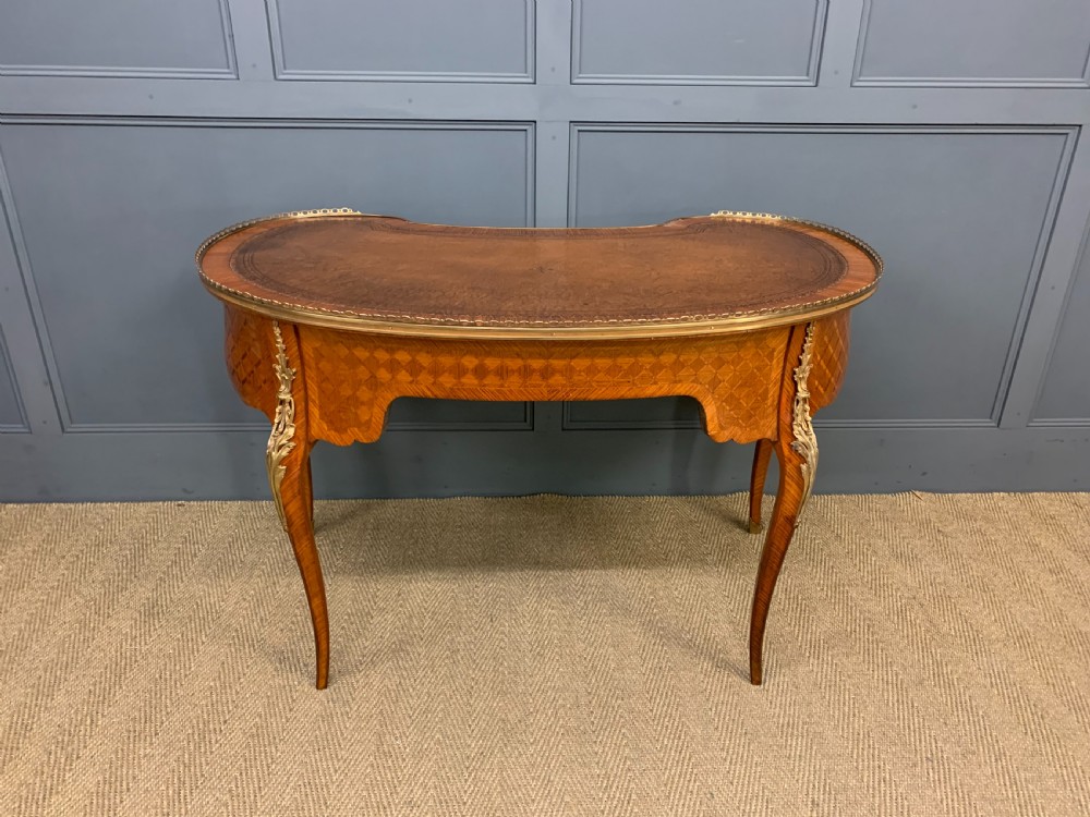 French Kingwood Parquetry Kidney Shaped Desk  View V