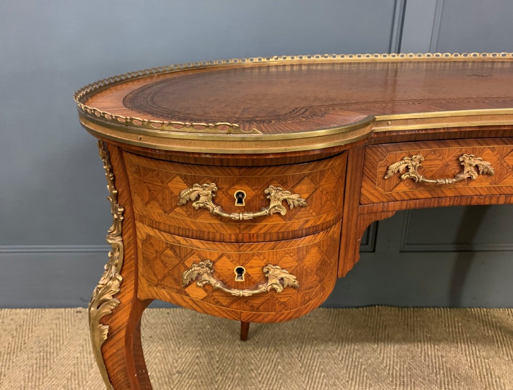 French Kingwood Parquetry Kidney Shaped Desk  View VI