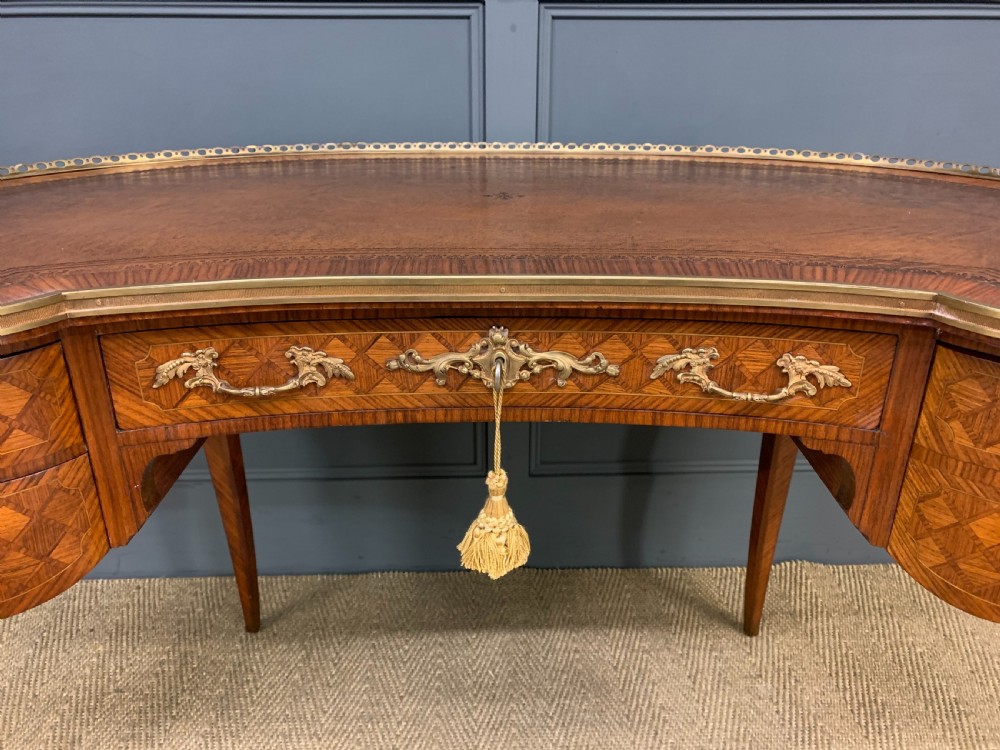 French Kingwood Parquetry Kidney Shaped Desk  View VII