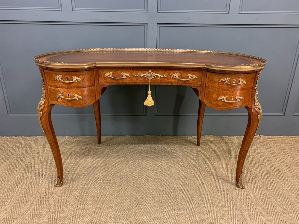 French Kingwood Parquetry Kidney Shaped Desk  View X