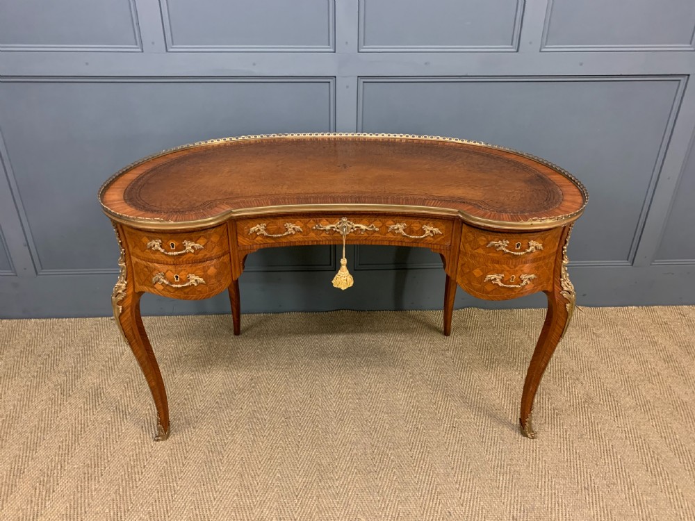 French Kingwood Parquetry Kidney Shaped Desk  View XI