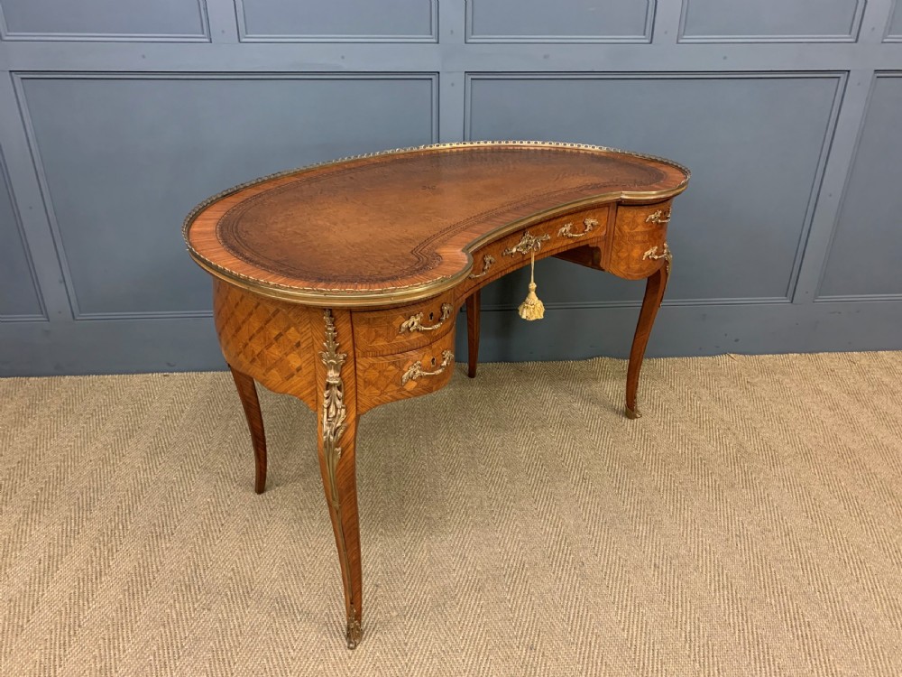 French Kingwood Parquetry Kidney Shaped Desk  View XIII
