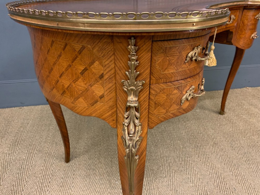 French Kingwood Parquetry Kidney Shaped Desk  View XV
