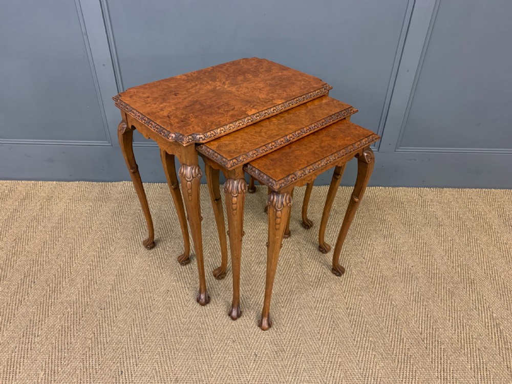 Nest of 3 Burr Walnut Tables