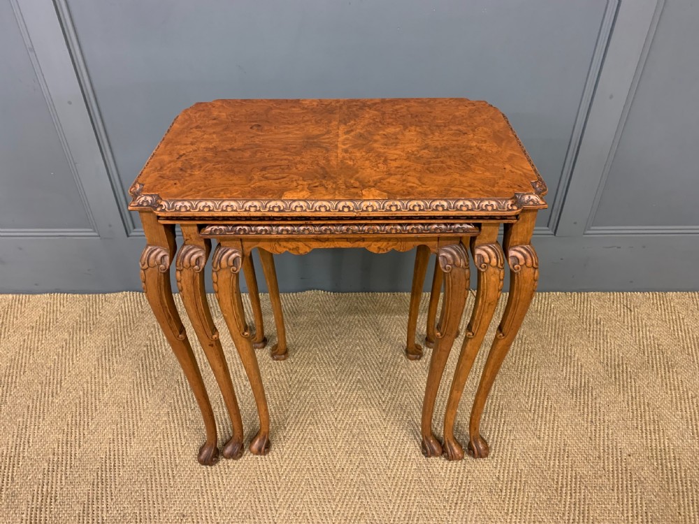 Nest of 3 Burr Walnut Tables View II