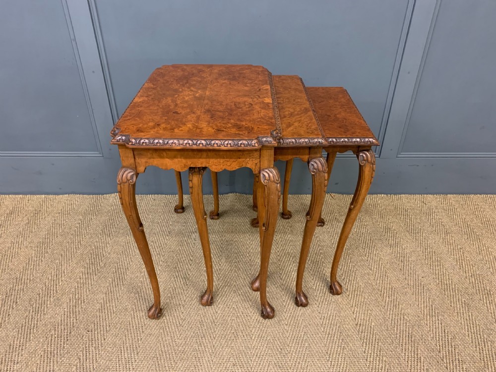 Nest of 3 Burr Walnut Tables View IV