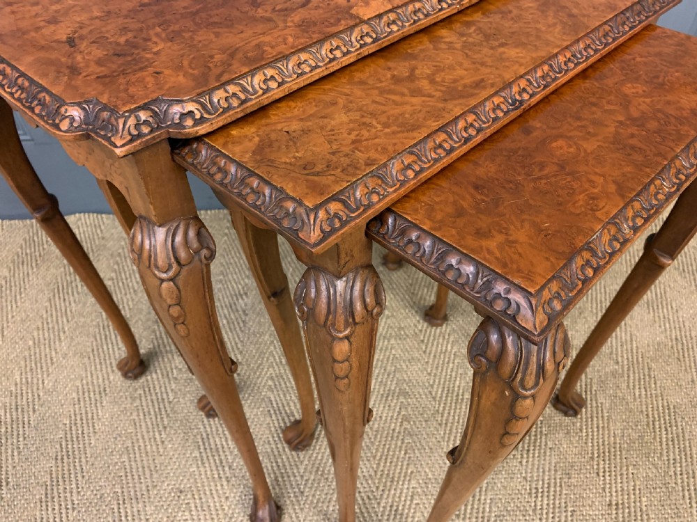Nest of 3 Burr Walnut Tables View IX
