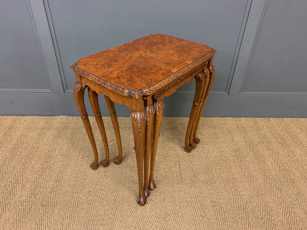 Nest of 3 Burr Walnut Tables View X
