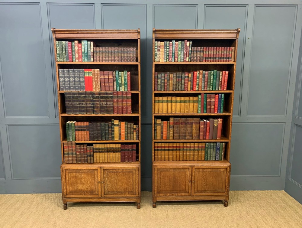 Pair of 6 Section Oak Stacking Bookcases
