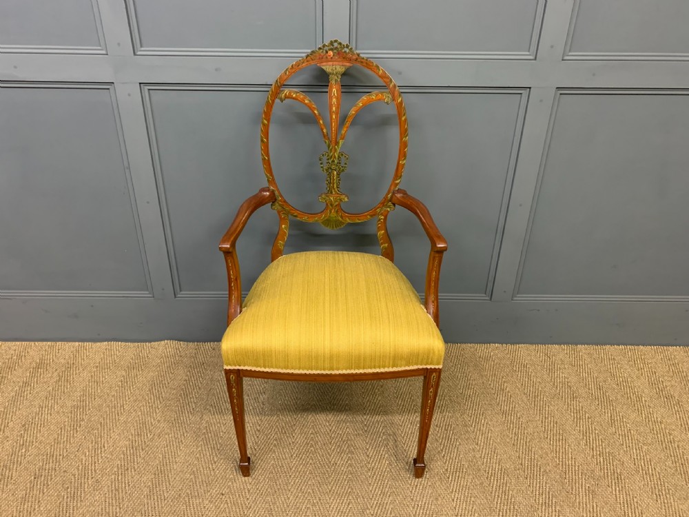 Painted Satinwood Armchair by Jas Shoolbred