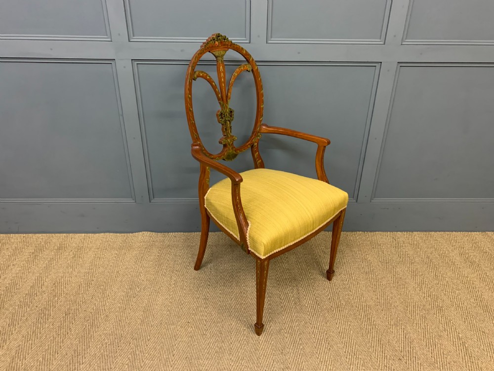 Painted Satinwood Armchair by Jas Shoolbred View III