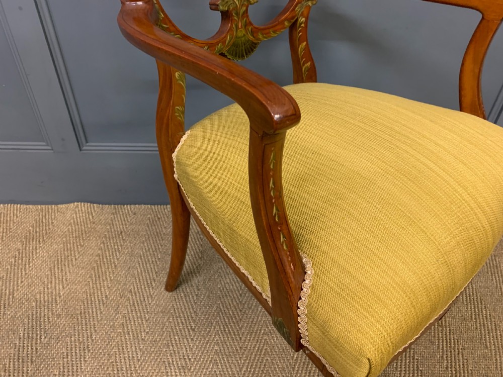 Painted Satinwood Armchair by Jas Shoolbred View X