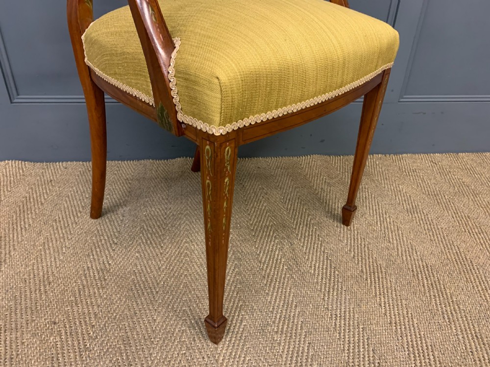 Painted Satinwood Armchair by Jas Shoolbred View XI