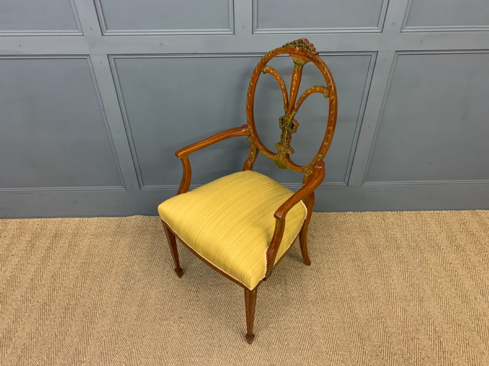Painted Satinwood Armchair by Jas Shoolbred View XIII